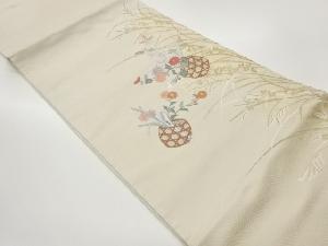 花籠に草葉模様刺繍袋帯